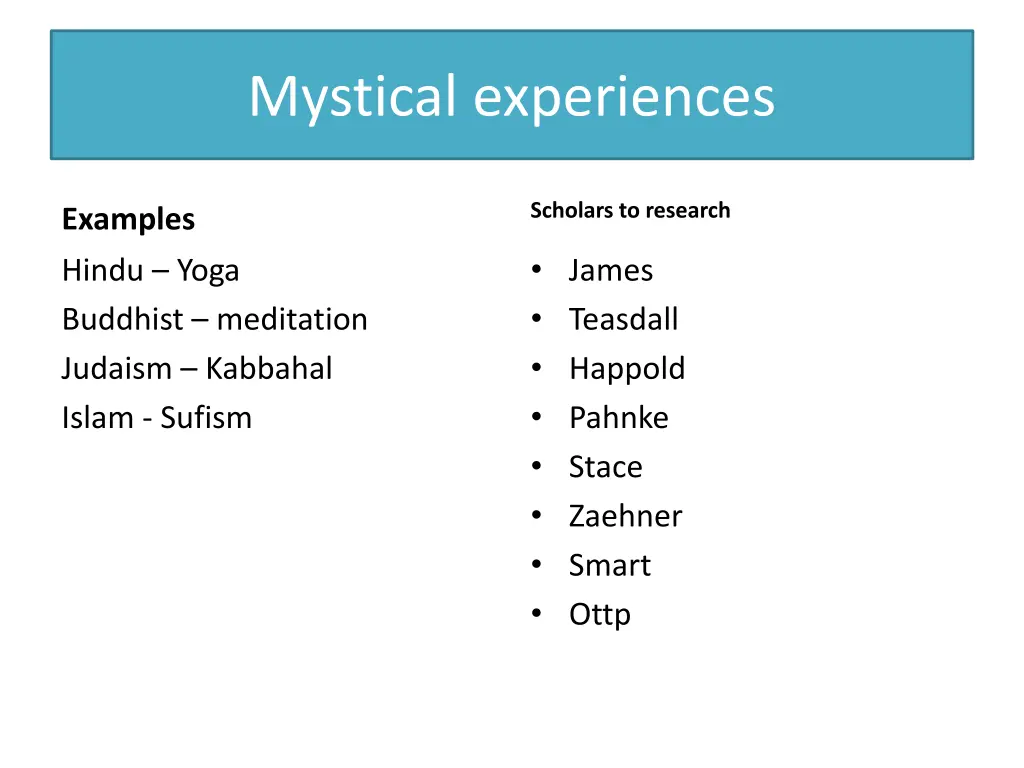 mystical experiences