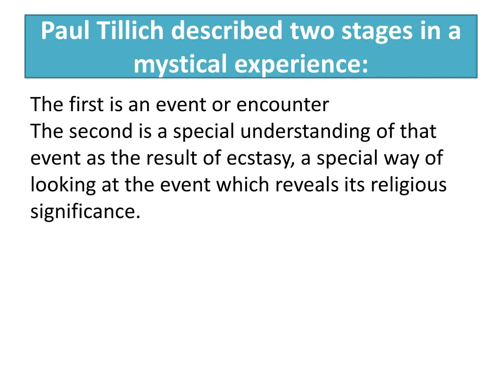 paul tillich described two stages in a mystical