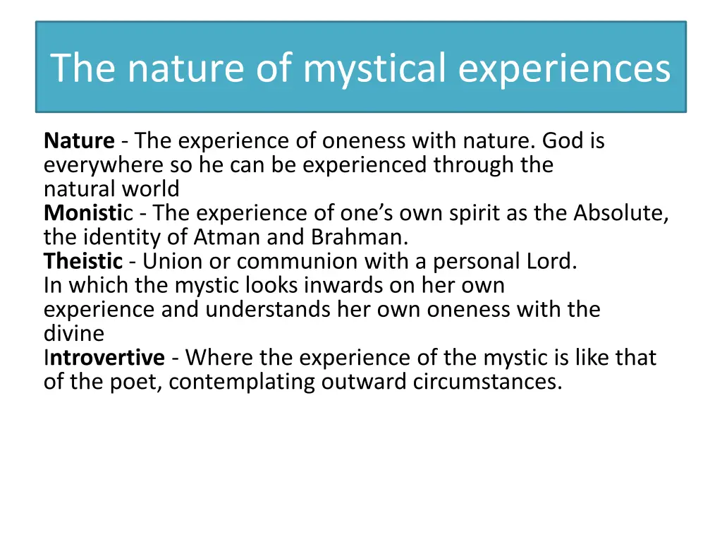 the nature of mystical experiences