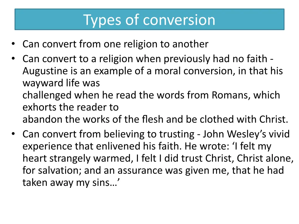 types of conversion