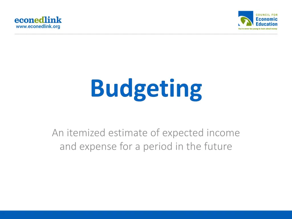 an itemized estimate of expected income