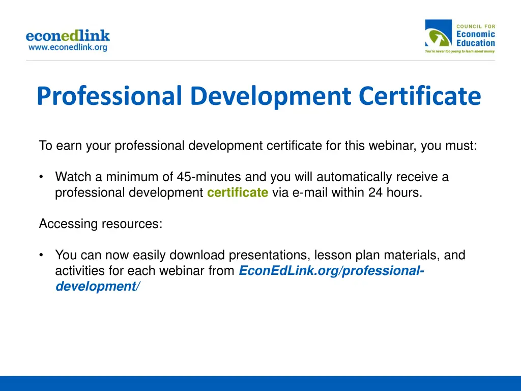 professional development certificate