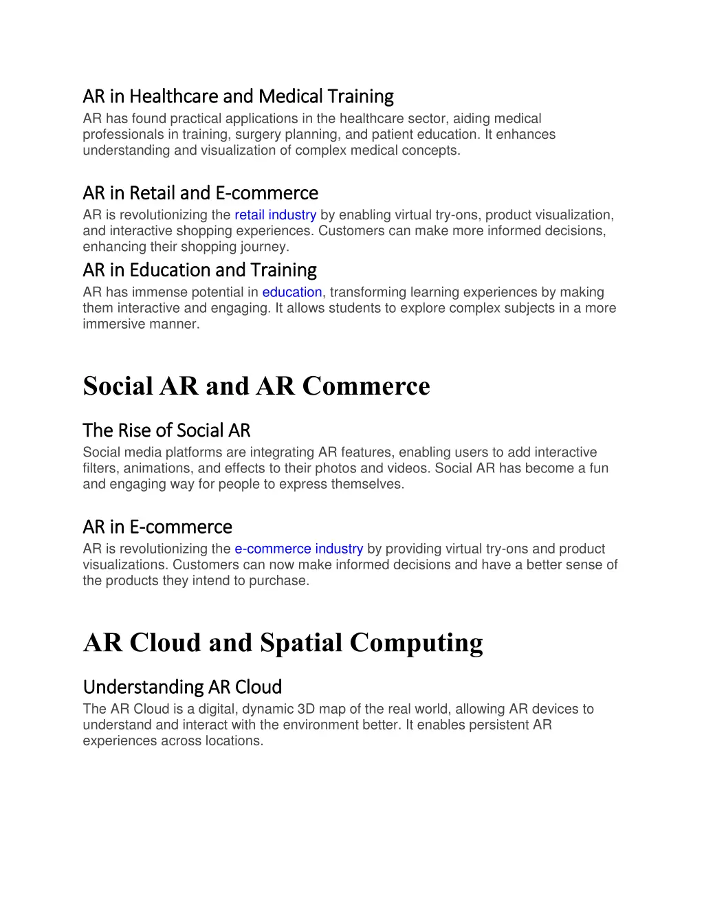 ar in ar in healthcare and medical training