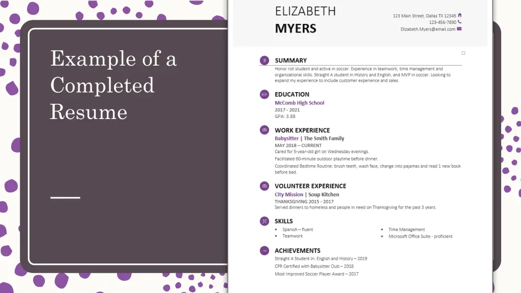 example of a completed resume