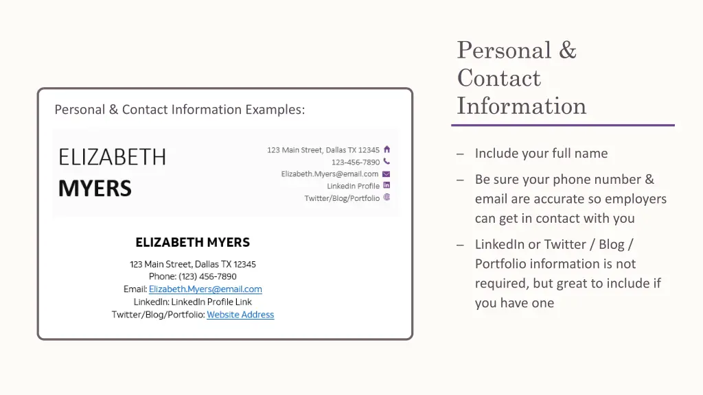 personal contact information