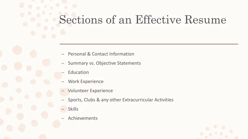 sections of an effective resume