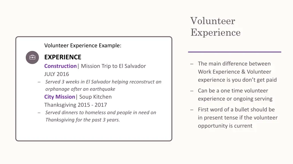 volunteer experience