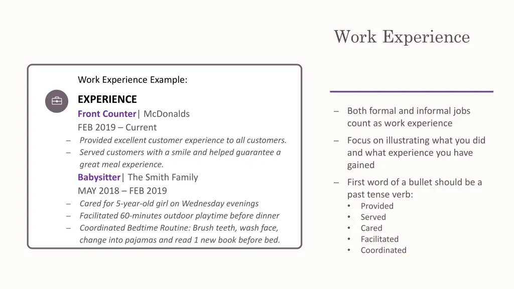 work experience