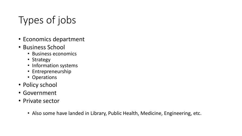 types of jobs