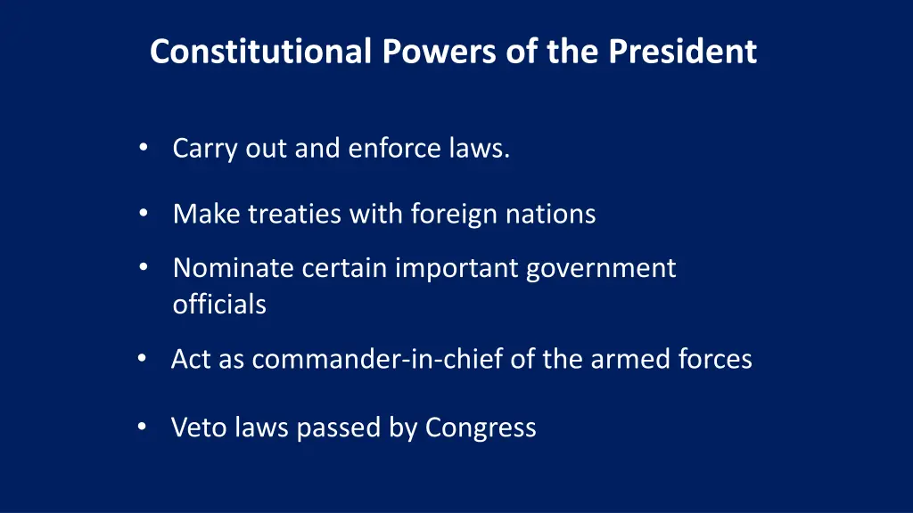 constitutional powers of the president