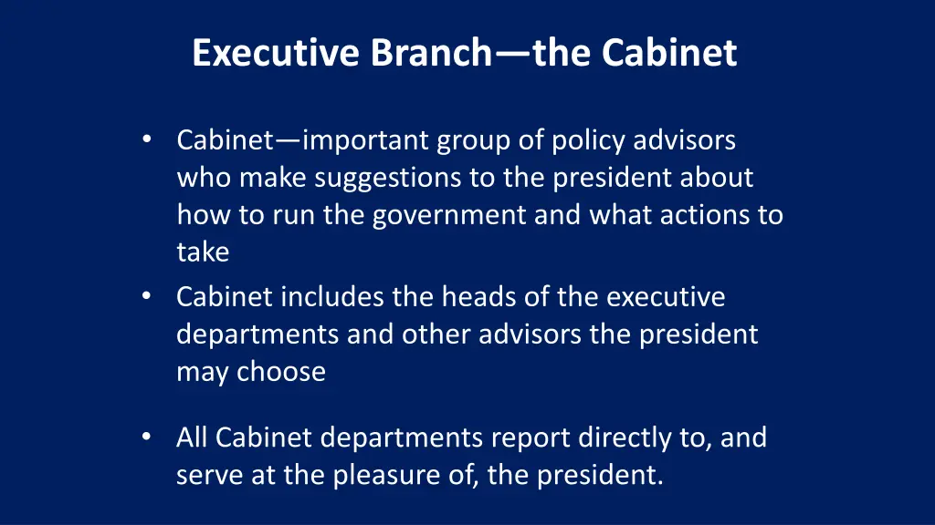 executive branch the cabinet