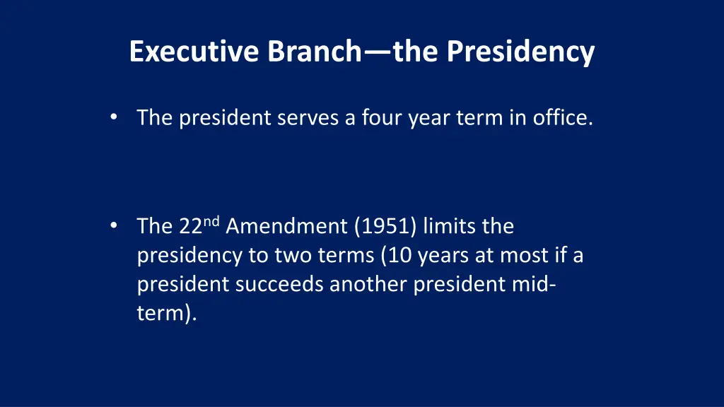 executive branch the presidency 1
