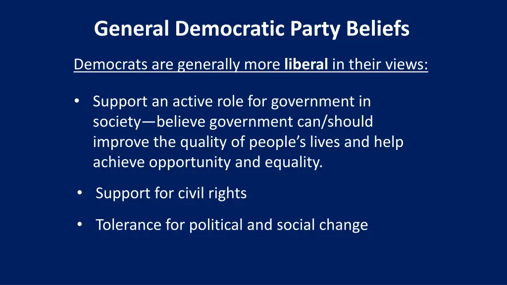 general democratic party beliefs