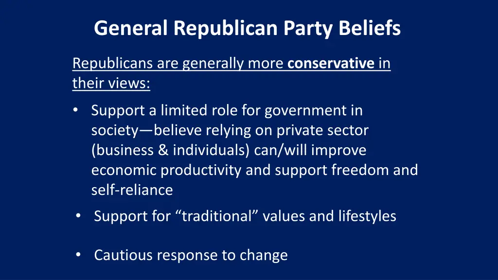 general republican party beliefs