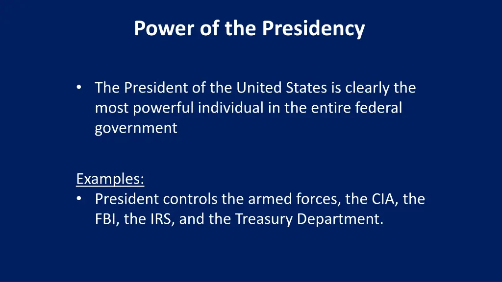 power of the presidency
