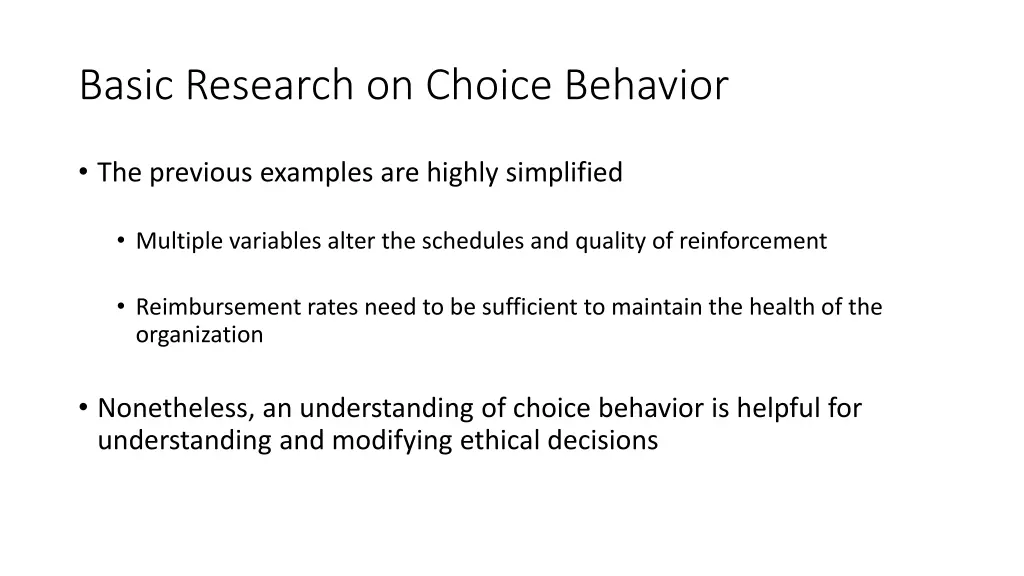 basic research on choice behavior 10