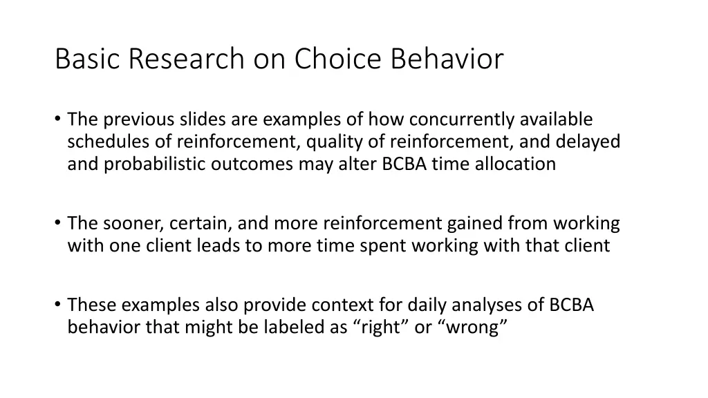 basic research on choice behavior 9