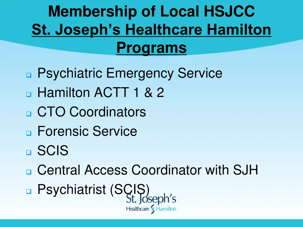 membership of local hsjcc st joseph s healthcare