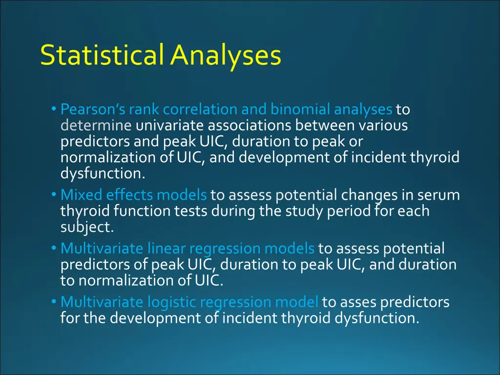 statistical analyses