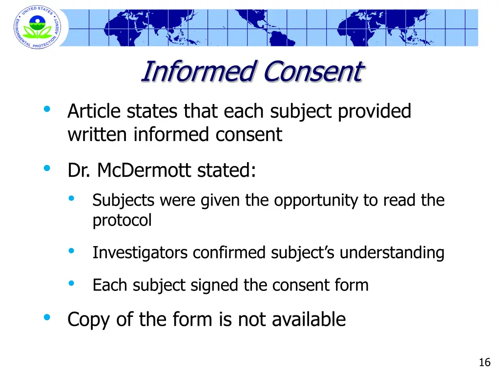 informed consent article states that each subject