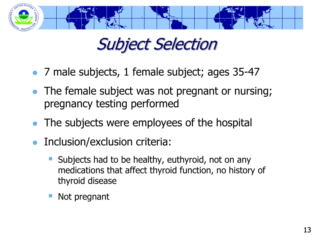 subject selection