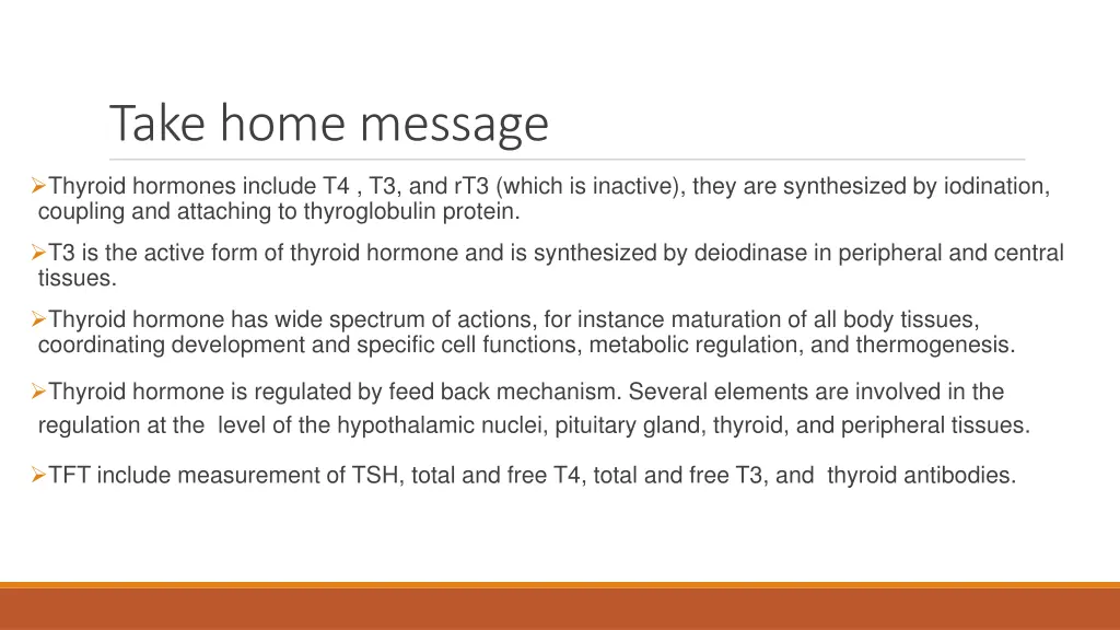 take home message