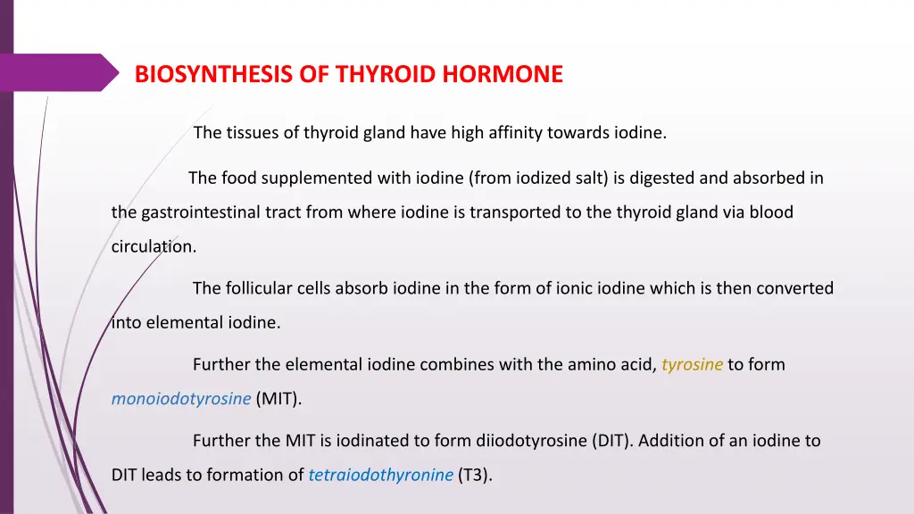biosynthesis of thyroid hormone