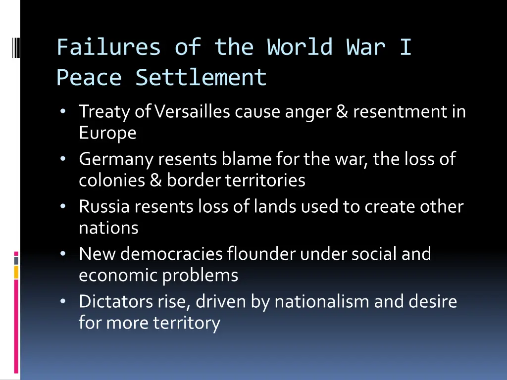 failures of the world war i peace settlement