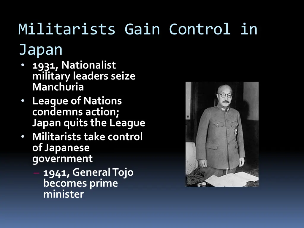 militarists gain control in japan 1931