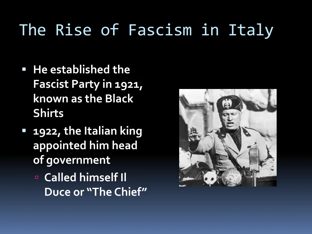 the rise of fascism in italy
