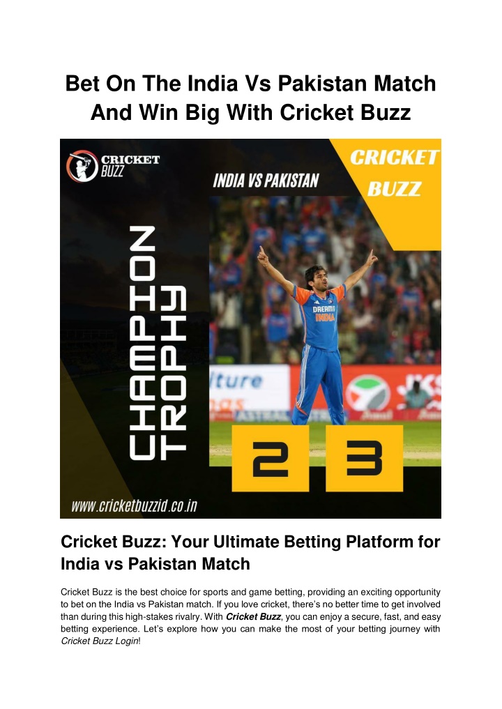 bet on the india vs pakistan match