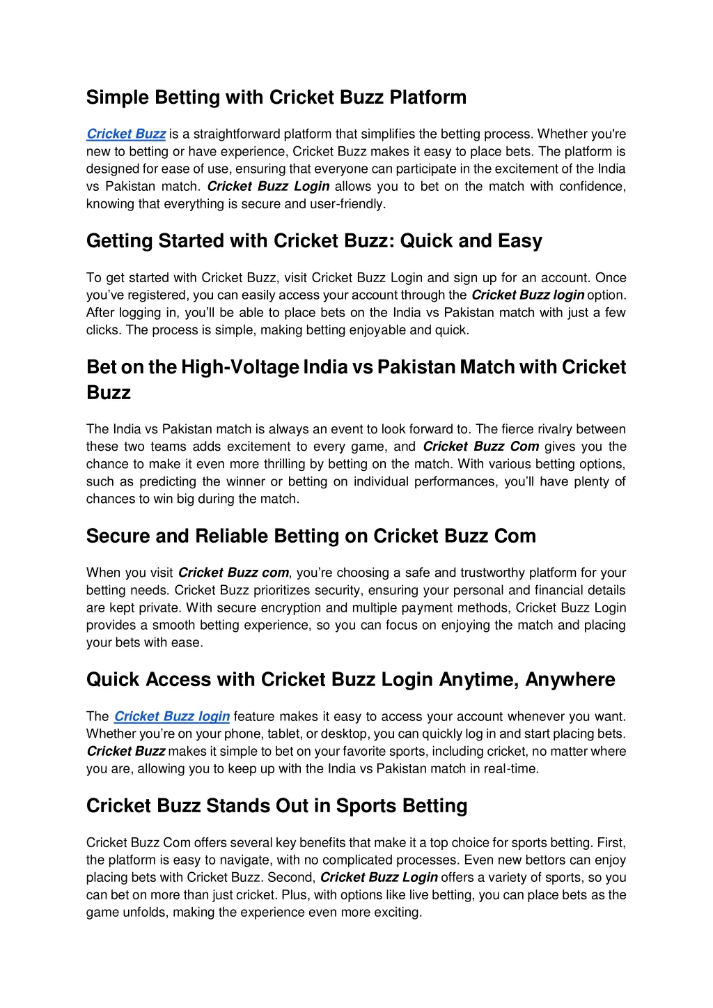 simple betting with cricket buzz platform