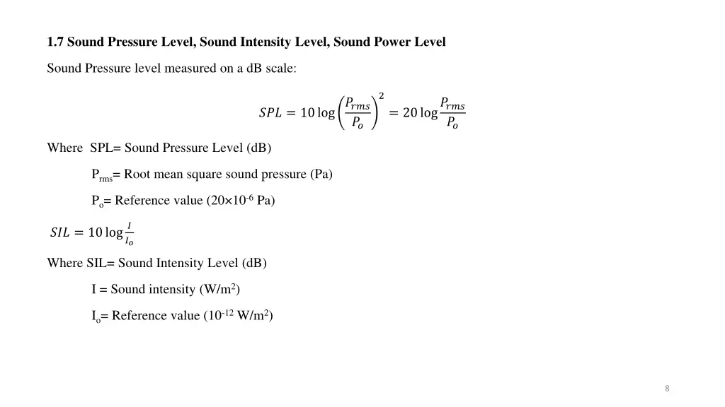 1 7 sound pressure level sound intensity level