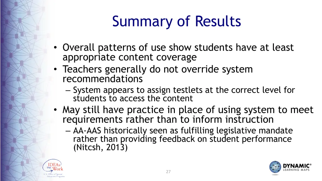 summary of results