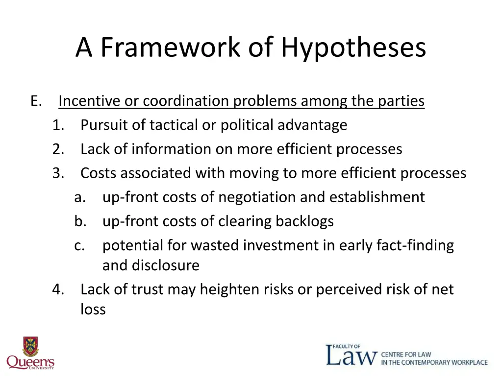 a framework of hypotheses 2