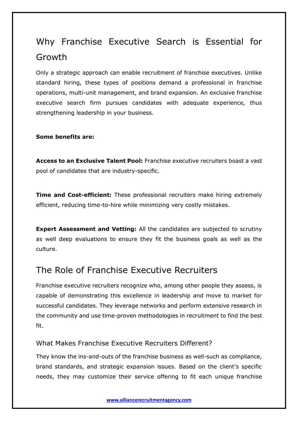 why franchise executive search is essential for