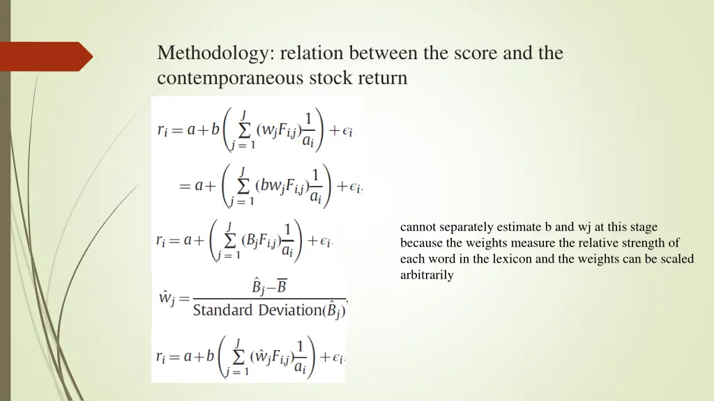 methodology relation between the score