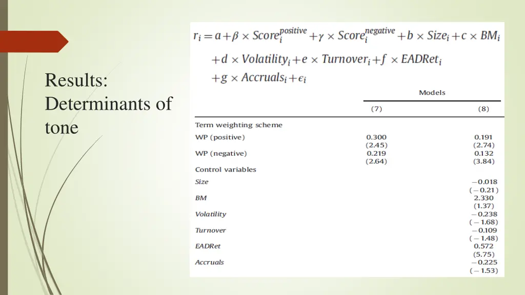 results determinants of tone 2