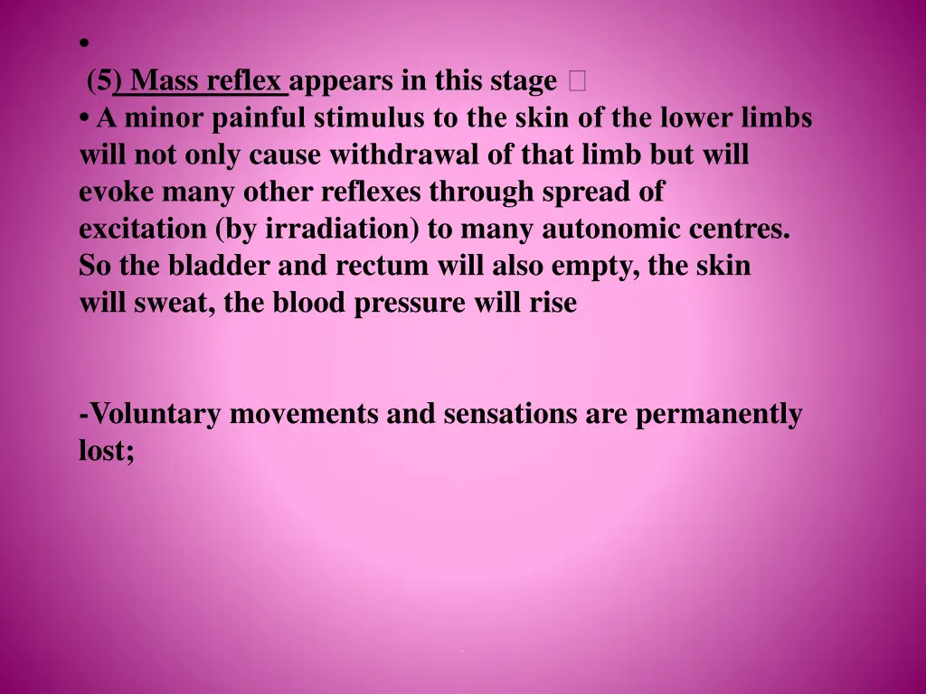 5 mass reflex appears in this stage a minor