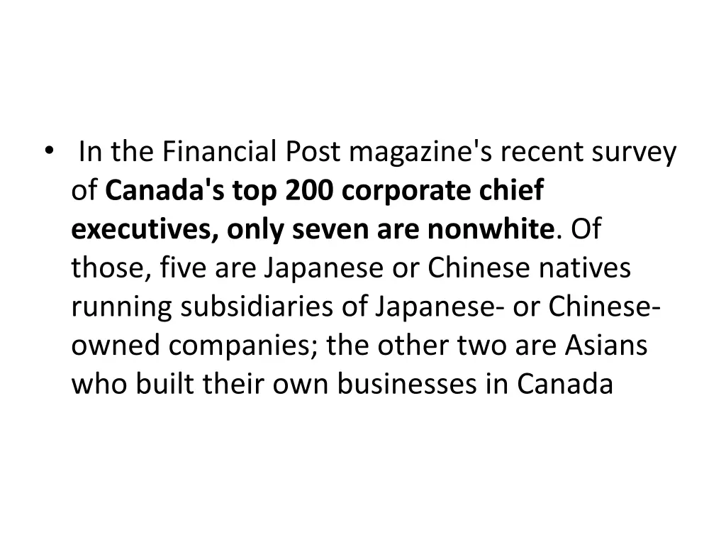 in the financial post magazine s recent survey