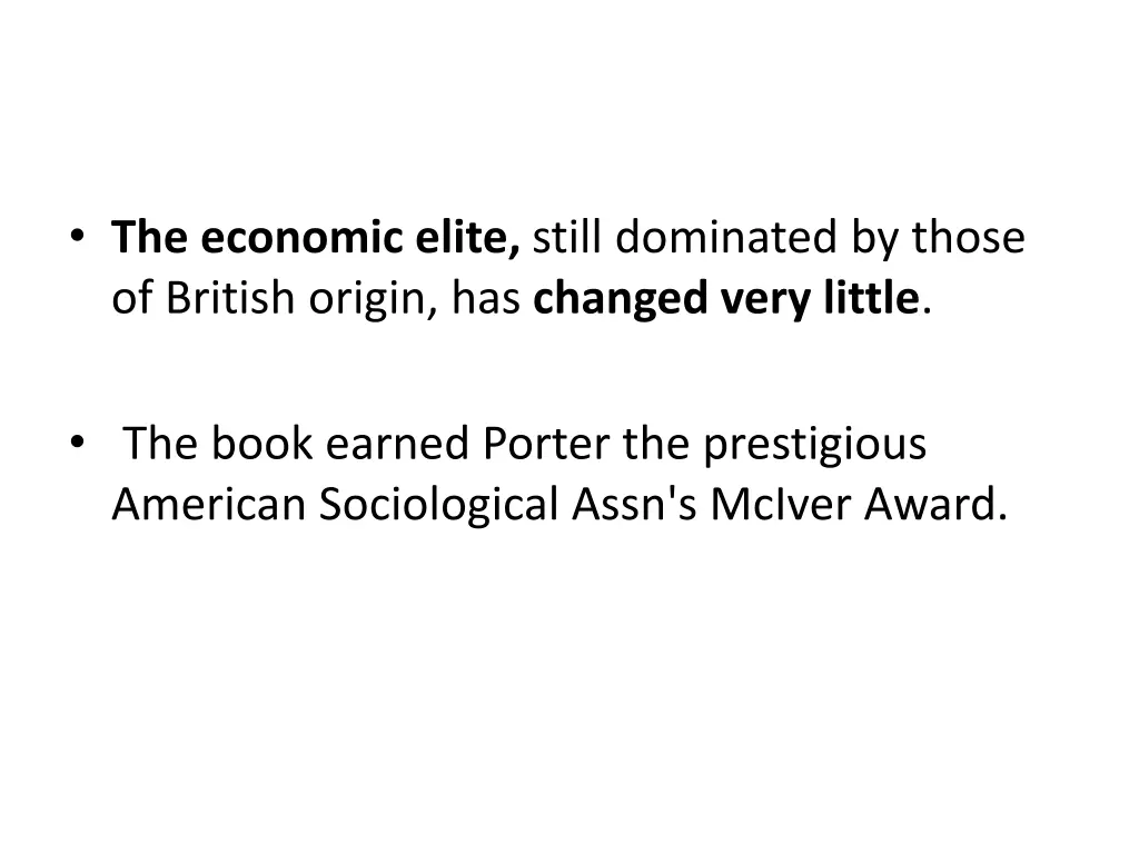 the economic elite still dominated by those