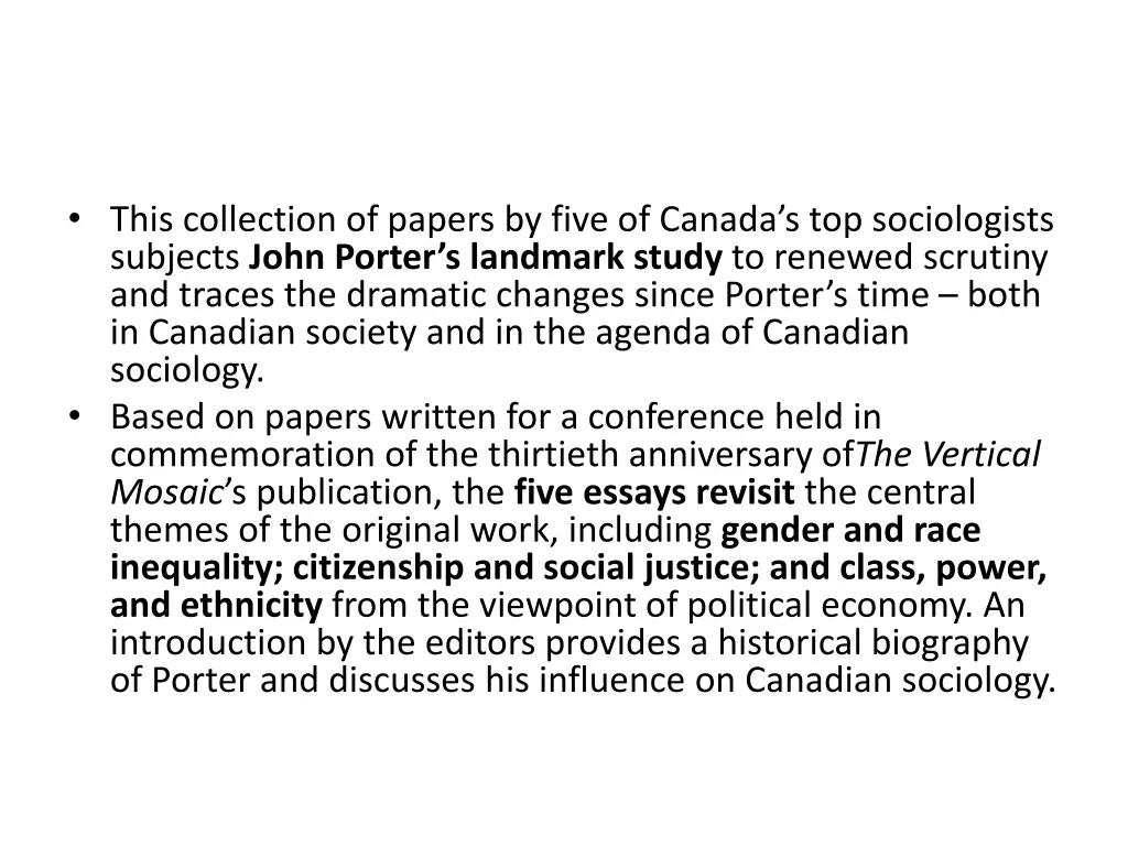 this collection of papers by five of canada