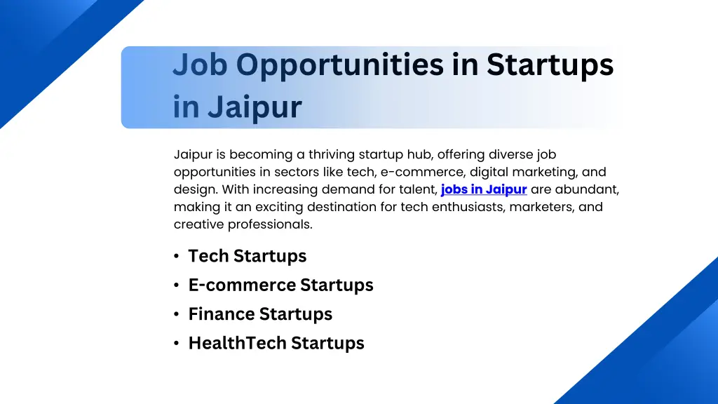 job opportunities in startups in jaipur