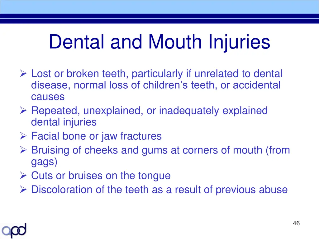 dental and mouth injuries