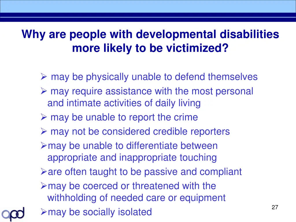 why are people with developmental disabilities
