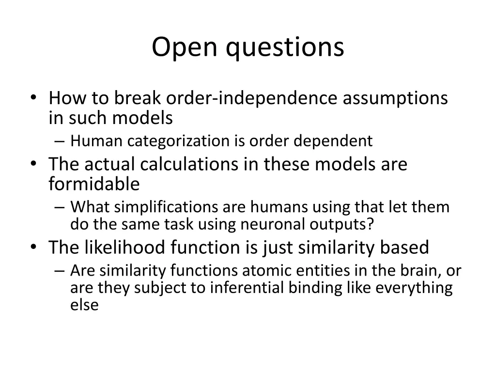 open questions