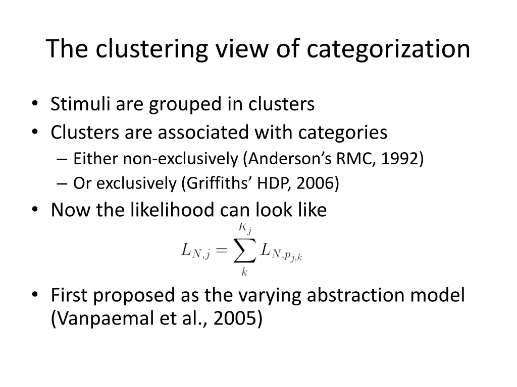 the clustering view of categorization