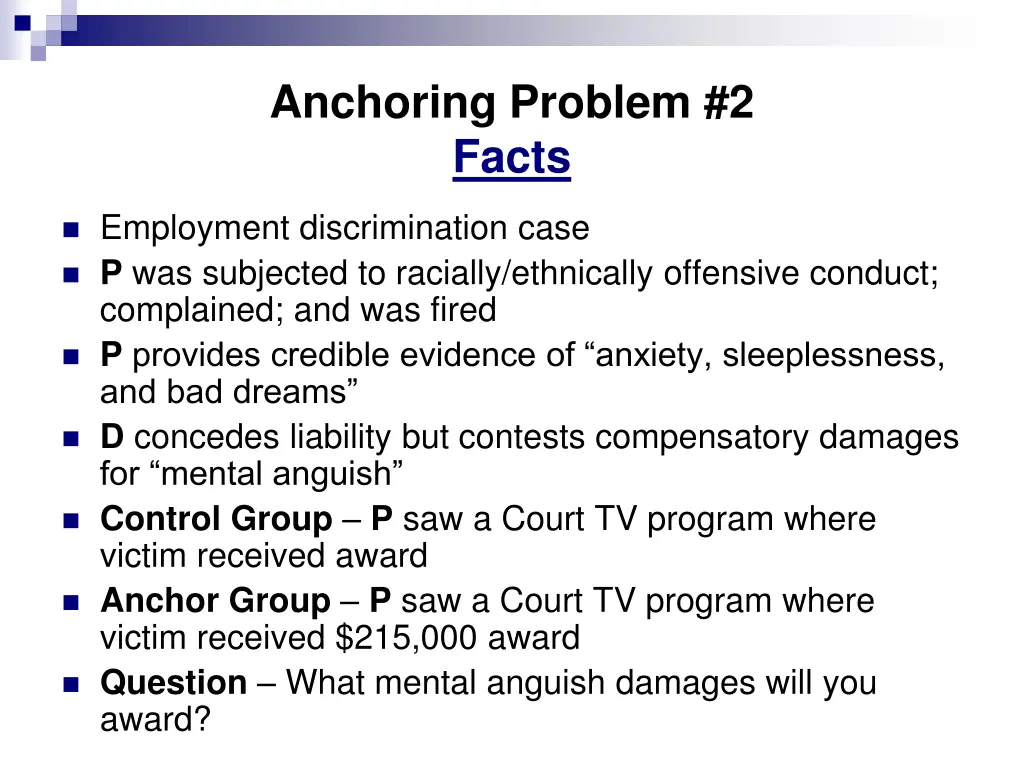 anchoring problem 2 facts