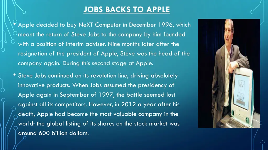 jobs backs to apple