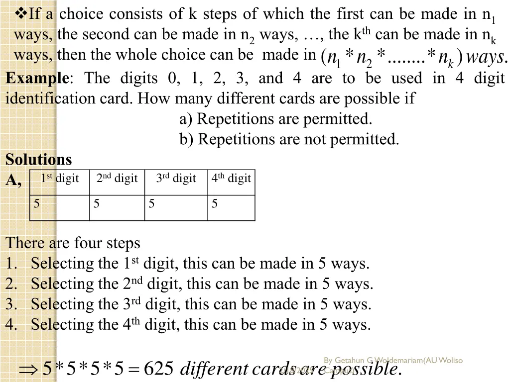 if a choice consists of k steps of which